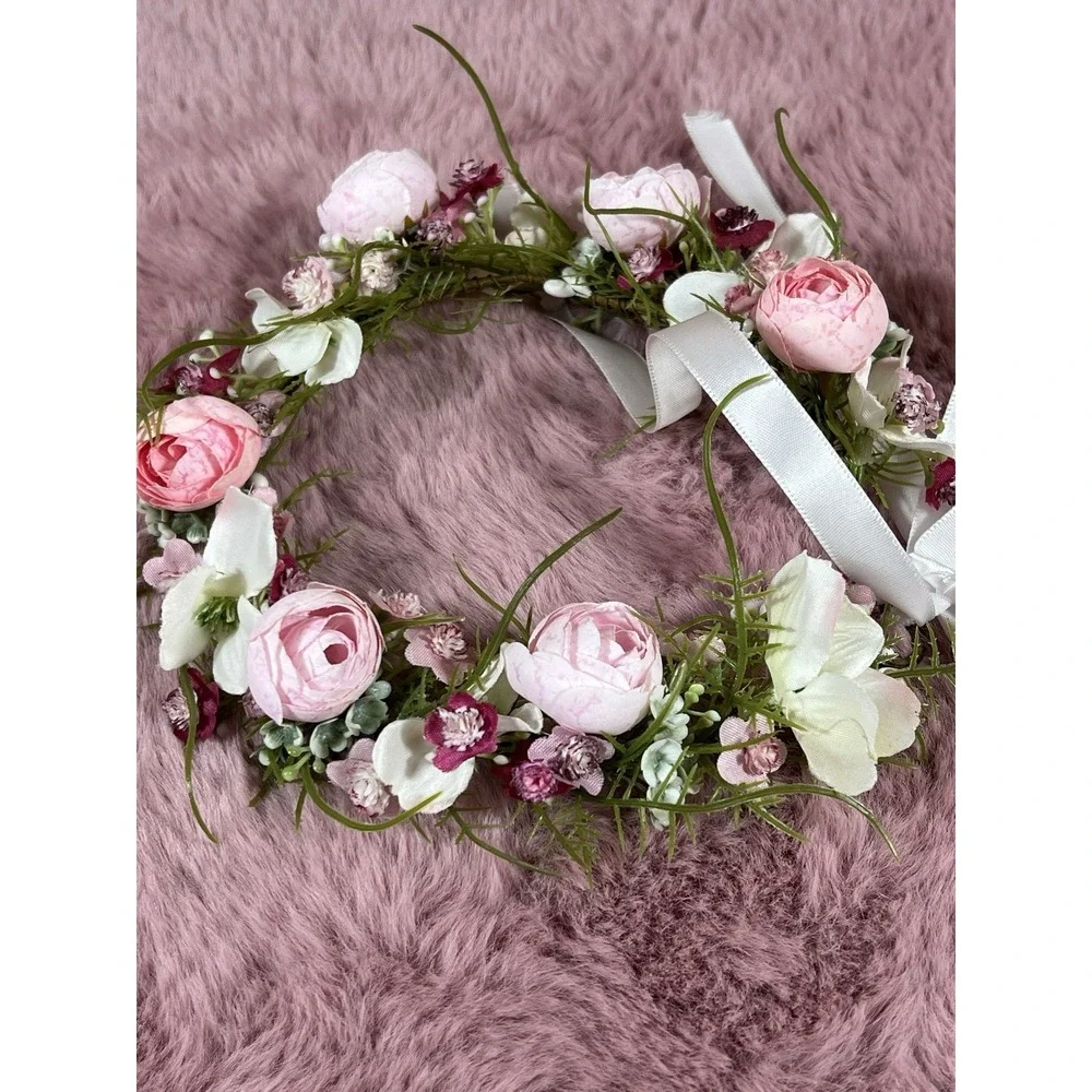 Sweet Girl Flowers Crown - Pink Flowers Headband For Wedding ,birthdays , Party